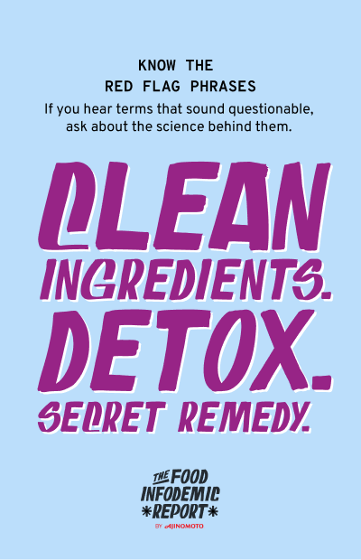 Know the red flag phrases: clean ingredients, detox, secret remedy